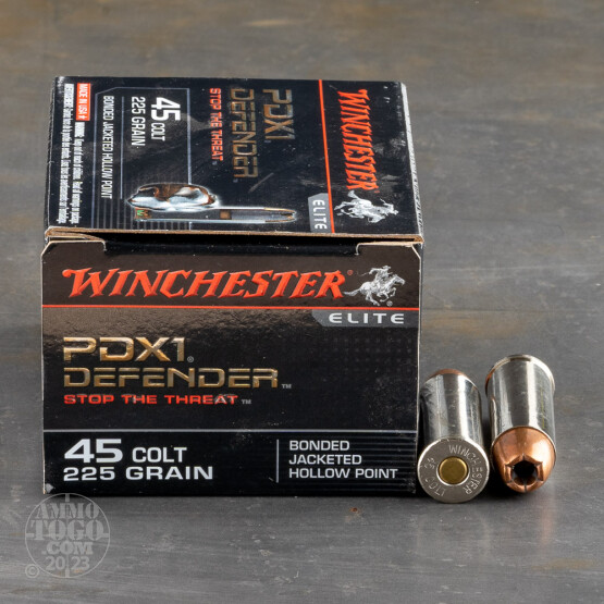 20rds – 45 Colt Winchester Defender 225gr. PDX1 Bonded JHP Ammo