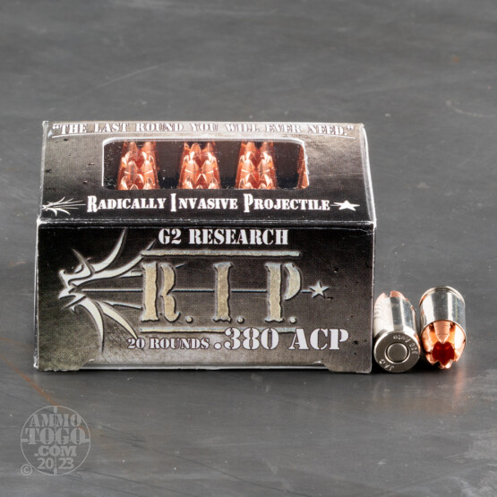 20rds - 380 Auto G2 Research RIP 62gr. LF HP Ammo