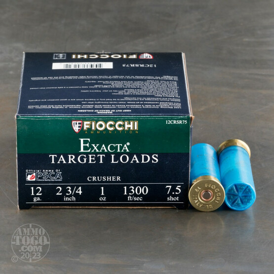 25rds - 12ga Fiocchi CRUSHER 2 3/4" 1oz. #7 1/2 Shot Target Ammo