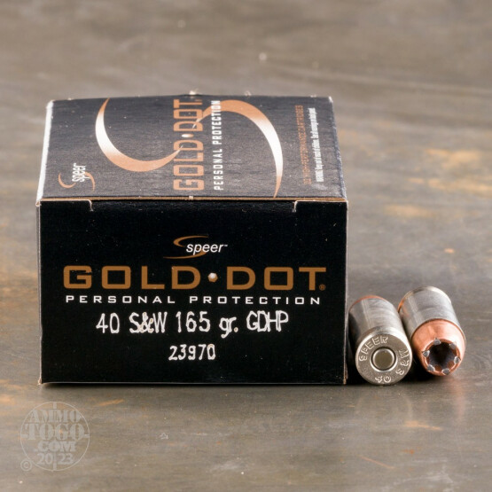 20rds – 40 S&W Speer Gold Dot 165gr. JHP Ammo