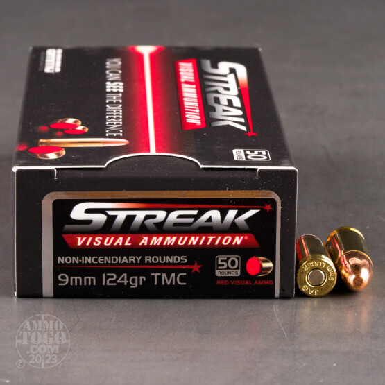 1000rds – 9mm Ammo Inc. Streak 124gr. TMJ Non-Incendiary Visual Tracer Ammo
