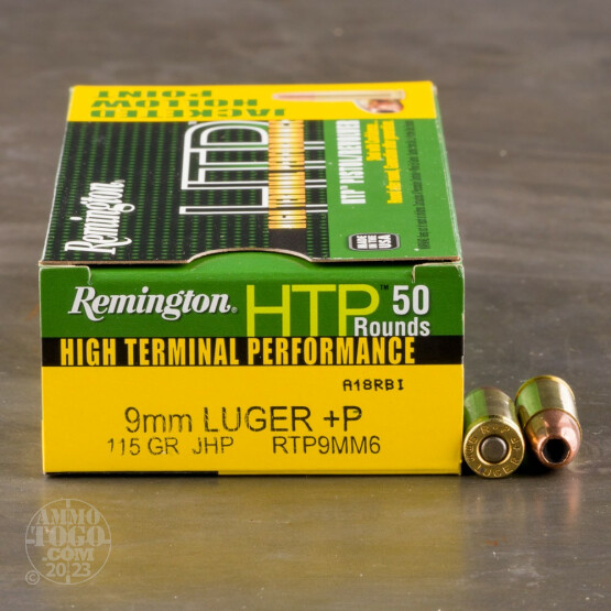 500rds - 9mm +P Remington HTP 115gr. JHP Ammo