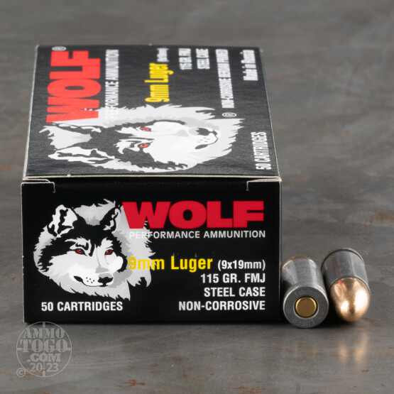 1000rds – 9mm Wolf 115gr. FMJ Ammo
