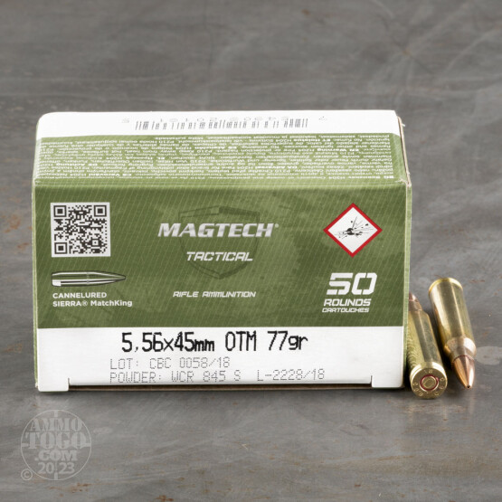 50rds – 5.56x45 Magtech 77gr. HPBT Cannelured MatchKing Ammo