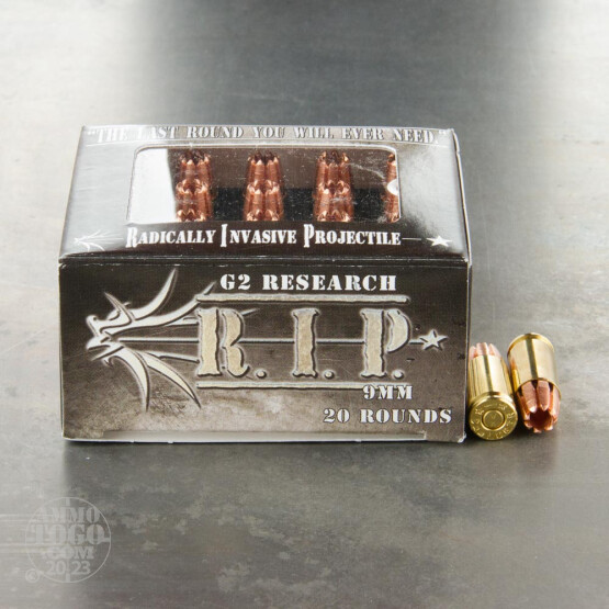20rds - 9mm G2 Research RIP 96gr. HP LF Ammo