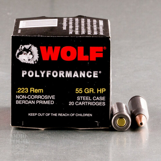 20rds – 223 Rem Wolf WPA Polyformance 55gr. HP Ammo