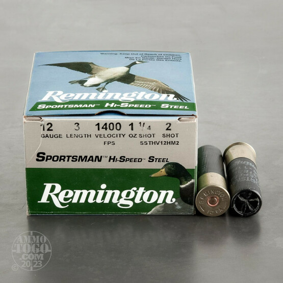 25rds - 12 Gauge Remington Sportsman Hi-Speed Steel 3" 1 1/4oz. #2 Shot Ammo