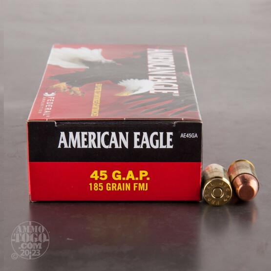 50rds - 45 GAP Federal American Eagle 185gr. FMJ Ammo