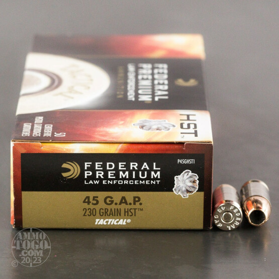 50rds - 45 GAP Federal LE Tactical HST 230gr. HP Ammo