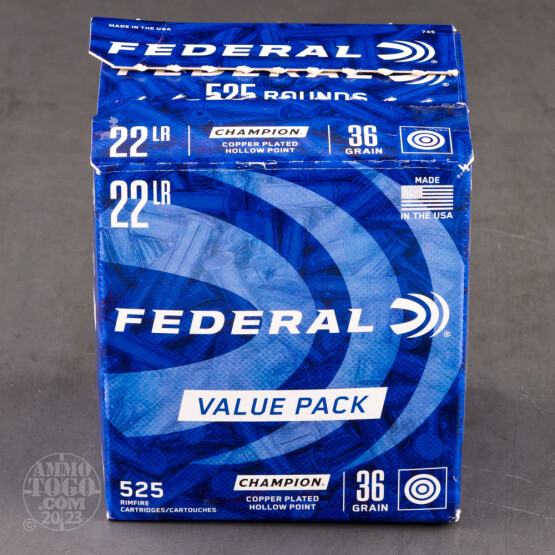 525rds - 22LR Federal Champion 36gr. Copper Plated Hollow Point Ammo