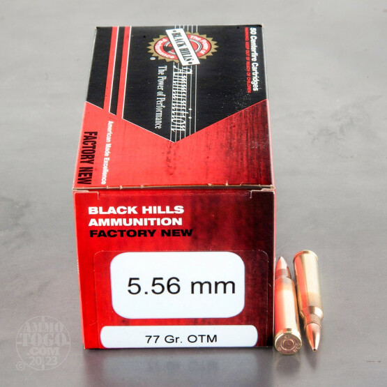 500rds - 5.56mm Black Hills 77gr. Open Tip Match Ammo