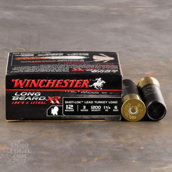 10rds – 12 Gauge Winchester Long Beard XR 3" 1-3/4oz. #6 Shot-Lok Lead Ammo