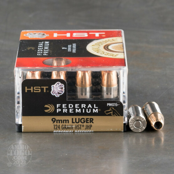 20rds - 9mm Luger Federal 124gr. HST HP Ammo