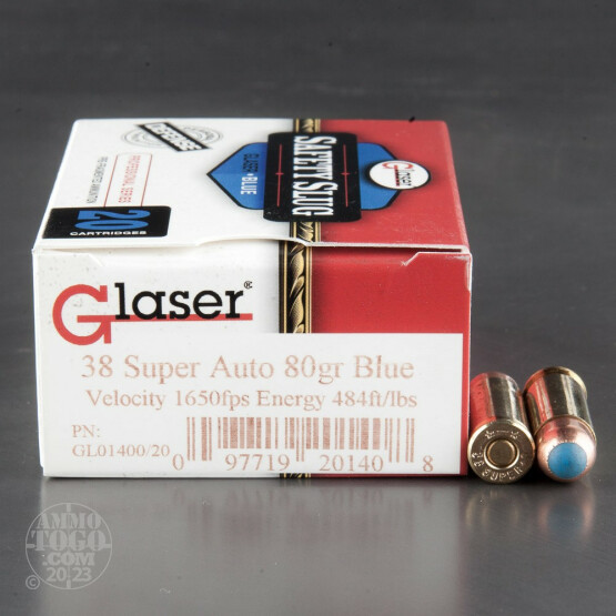 20rds - 38 Super Auto Glaser Blue 80gr. Safety Slug Ammo