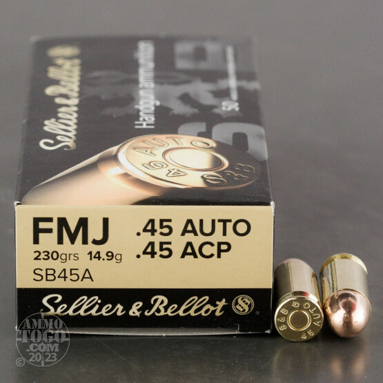 50rds - 45 ACP Sellier & Bellot 230gr. FMJ Ammo