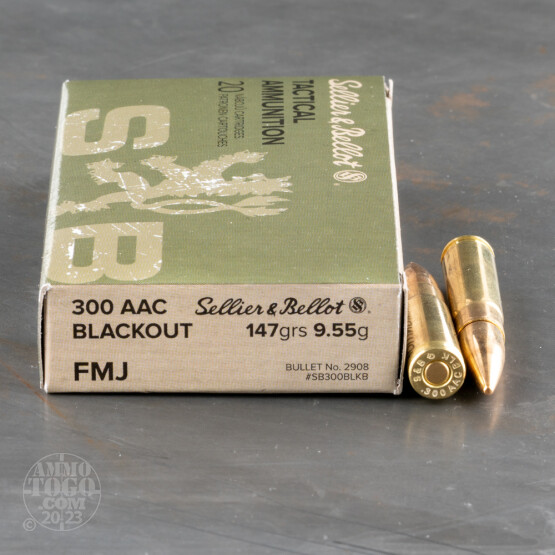 20rds – 300 AAC BLACKOUT Sellier & Bellot 147gr. FMJ Ammo