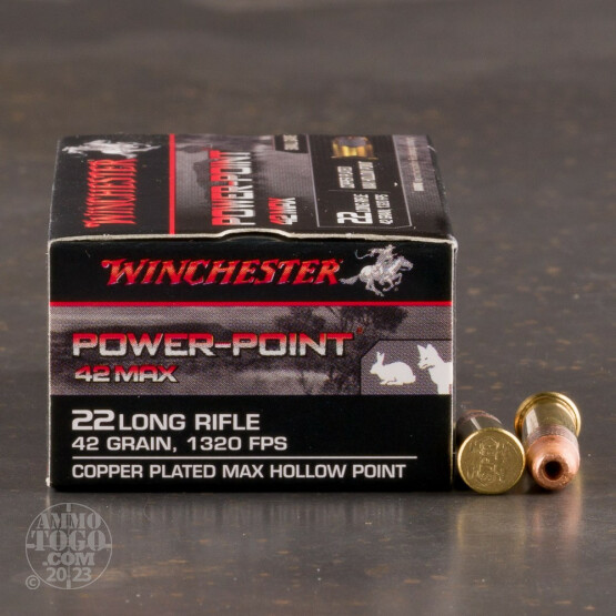 50rds - 22LR Winchester Power-Point 42 Max 42gr. CPHP Ammo