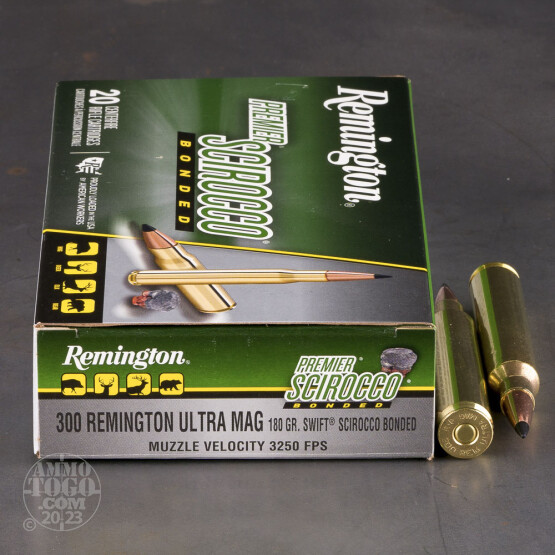20rds – 300 RUM Remington Premier 180gr. Scirocco Bonded Ammo