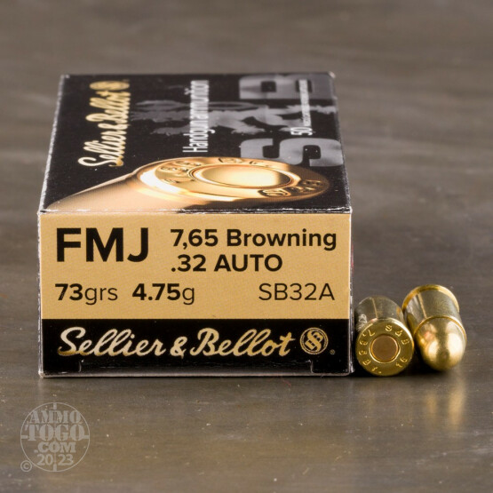 50rds - 32 Auto Sellier & Bellot 73gr. FMJ Ammo