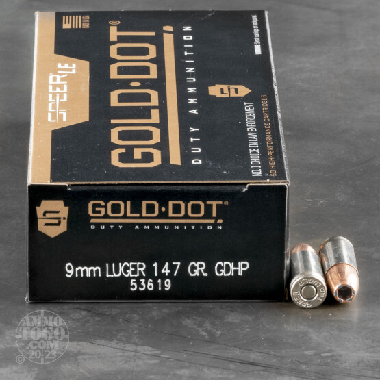 50rds – 9mm Speer LE Gold Dot 147gr. JHP Ammo