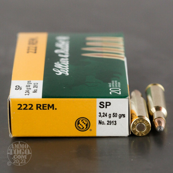 20rds – 222 Rem Sellier & Bellot 50gr. SP Ammo