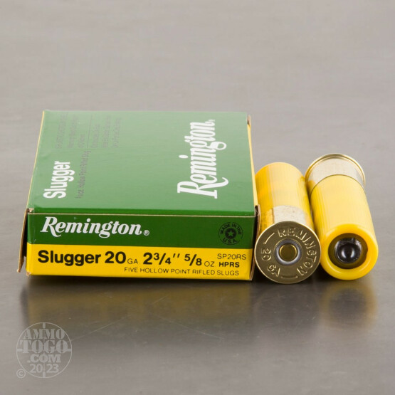 250rds - 20 Gauge Remington Slugger 2 3/4" 5/8 Ounce Hollow-Point Rifled Slug Ammo