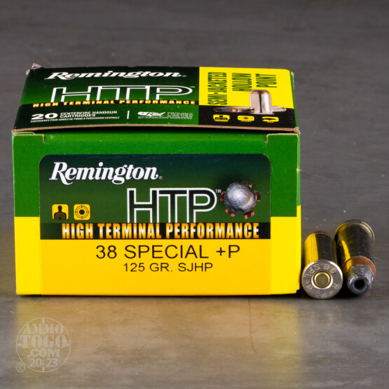 20rds – 38 Special +P Remington HTP 125gr. SJHP Ammo