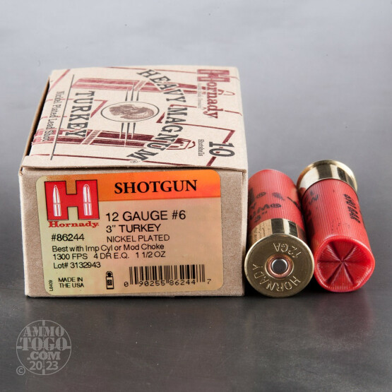 10rds - 12 Gauge Hornady Heavy Magnum 3" 1 1/2oz. #6 Turkey Load Ammo