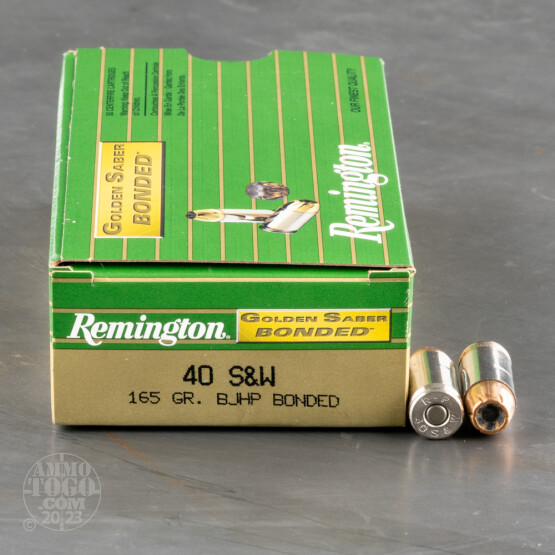 500rds - 40 S&W Remington Golden Saber Bonded 165gr. JHP Ammo