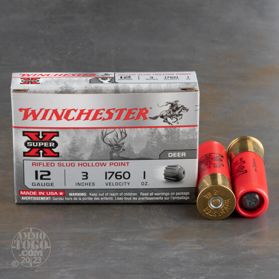5rds - 12 Gauge Winchester Super-X 1 Ounce 3" Slug Ammo