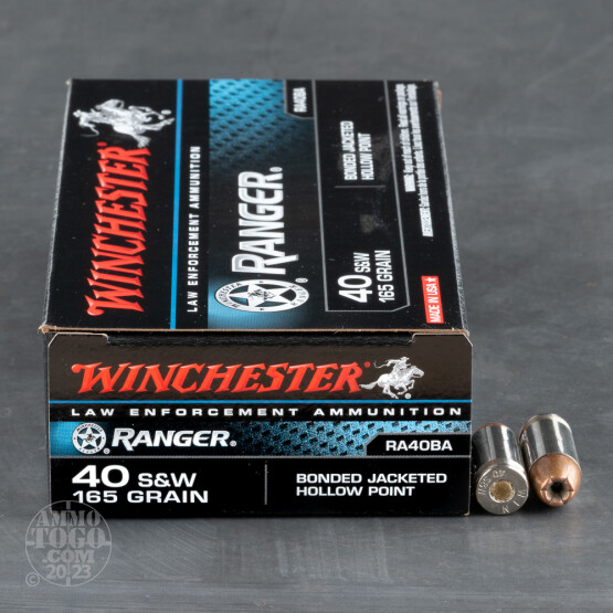 50rds - 40 S&W Winchester Ranger Bonded 165gr. JHP Ammo - Law Enforcement Trade-In