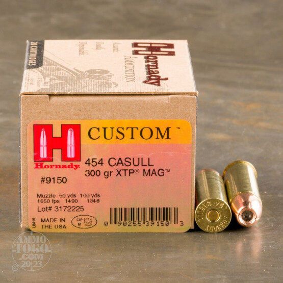 20rds – 454 Casull Hornady Custom 300gr. XTP Mag Ammo