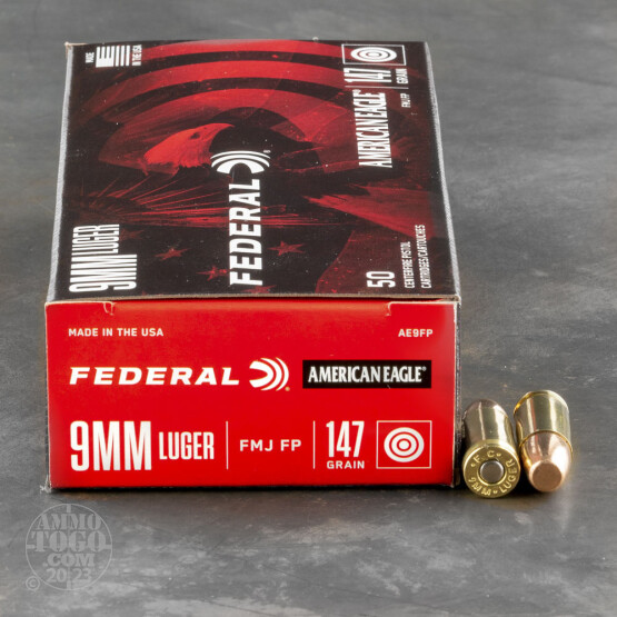 50rds - 9mm Federal American Eagle 147gr. FMJ Ammo