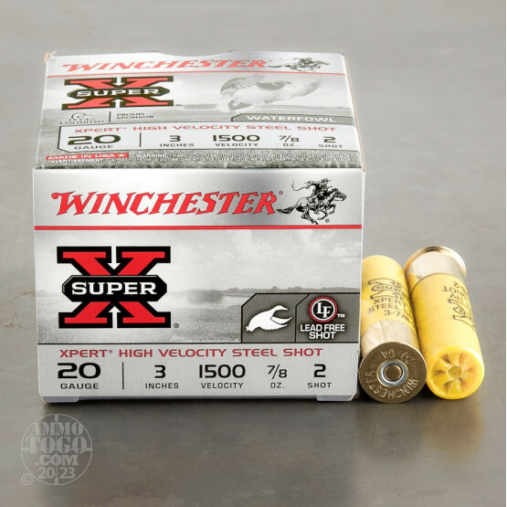25rds - 20 Gauge Winchester XPERT Hi-Velocity 3" 7/8oz. #2 Steel Ammo