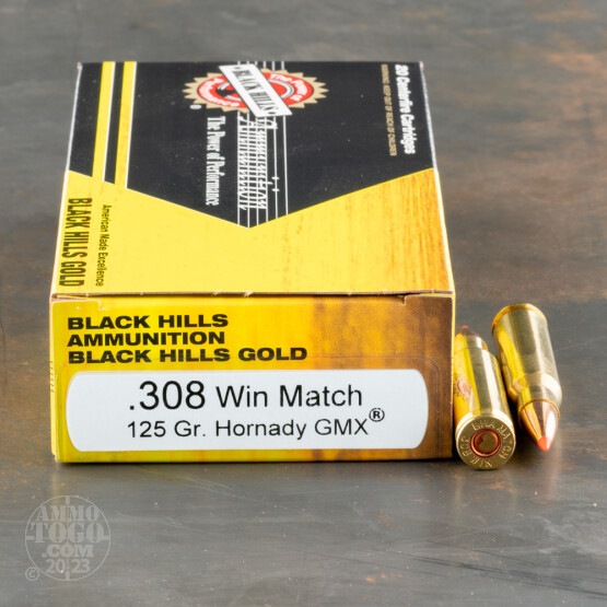 20rds – 308 Win Black Hills Gold 125gr. GMX Ammo