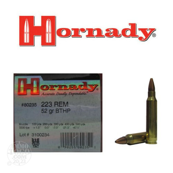 50rds - .223 Hornady 52gr. BTHP Ammo