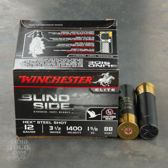 250rds - 12 Ga. Winchester Elite Blind Side 3 1/2" 1 5/8oz. BB Hex Steel Shot Ammo