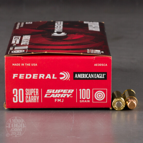 50rds – 30 Super Carry Federal American Eagle 100gr. FMJ Ammo