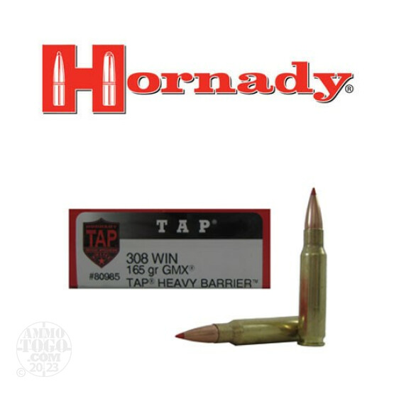20rds - 308 Win Hornady TAP Heavy Barrier 165gr. GMX Polymer Tip Ammo