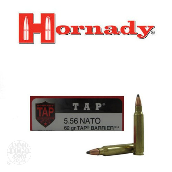 20rds - 5.56 Hornady LE 62gr. TAP Barrier SP Ammo
