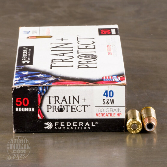 50rds - 40 S&W Federal Train + Protect 180gr. VHP Ammo