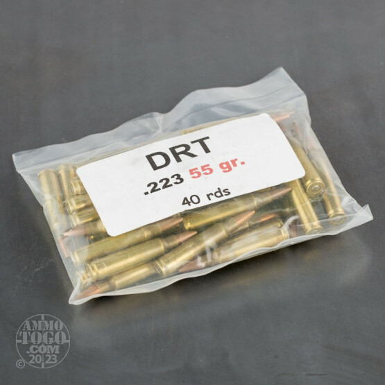 200rds - 223 DRT 55gr HP LF Fragmenting Once Fired Brass Ammo