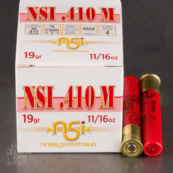 250rds - .410 Gauge NSI Hunting 3" Max Dram 11/16oz. #4 Shot Ammo