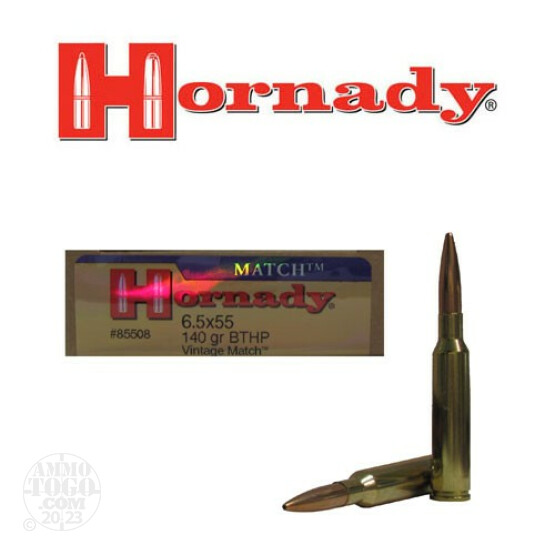 20rds - 6.5 x 55 Hornady Match 140gr. BTHP Vintage Ammo