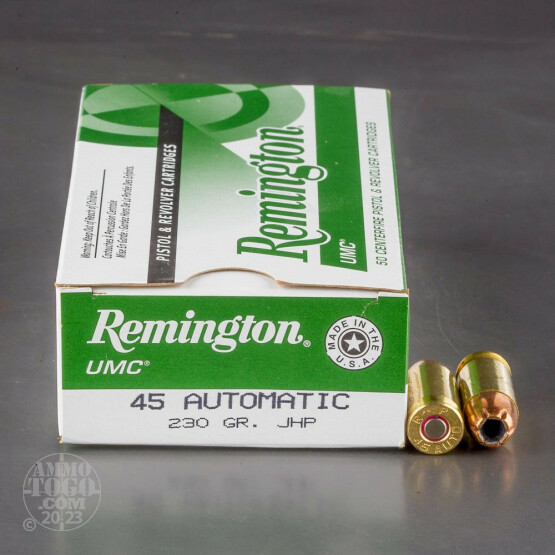 50rds - 45 ACP Remington UMC 230gr. JHP Ammo