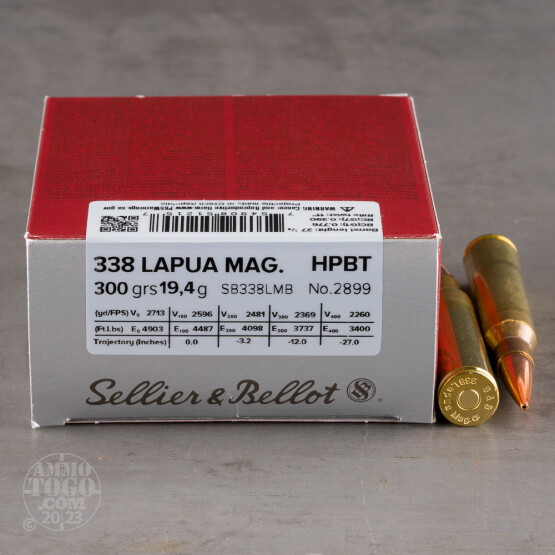 10rds - 338 Lapua Magnum Sellier & Bellot 300gr. Sierra HPBT Match Ammo