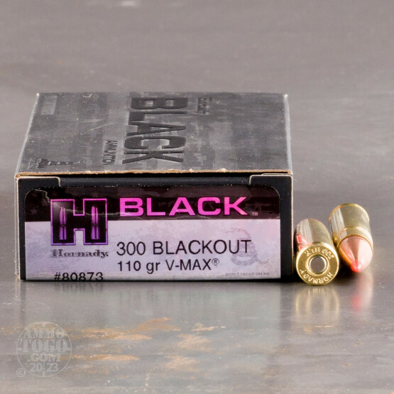20rds – 300 AAC Blackout Hornady BLACK 110gr. V-MAX Ammo