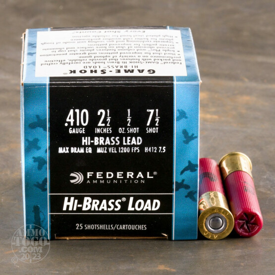 25rds – 410 Bore Federal Game-Shok Upland Hi-Brass 2-1/2" 1/2oz. #7.5 Ammo