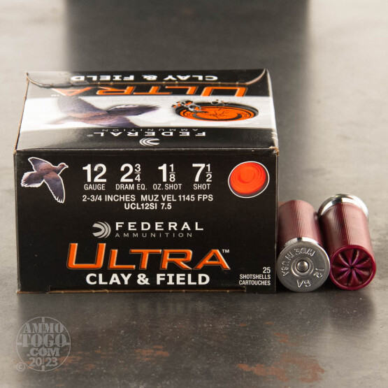 250rds - 12 Gauge Federal Ultra Clay & Field 2-3/4" 1-1/8 Ounce #7-1/2 Shot Ammo