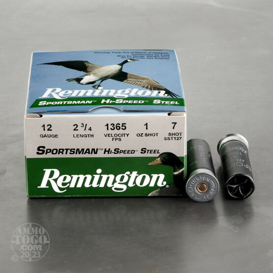 250rds - 12 Gauge Remington Sportsman Hi-Speed Steel 2 3/4" 1oz. #7 Shot Ammo